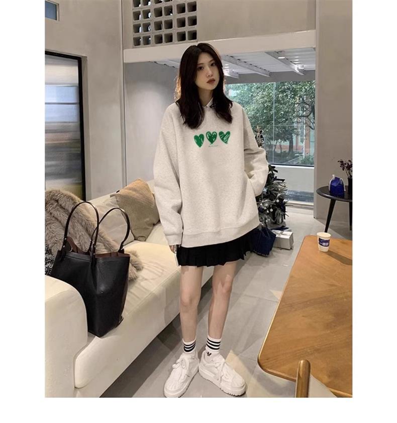 美式复古卫衣女秋季慵懒风宽松长袖上衣圆领加绒加厚oversize外套详情17