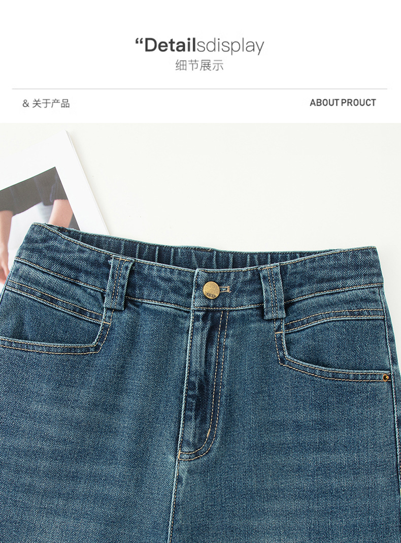 2025秋季新款窄版阔腿牛仔裤女宽松高腰小个子休闲复古直筒九分裤详情40