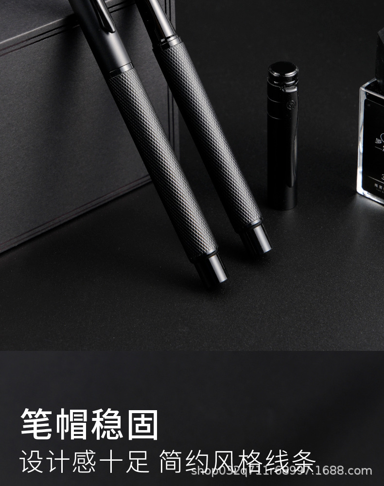 Metal fountain pen, adult student writing practice, dark tip 0.28, small upturned tip, calligraphy art, curved tip, business gift pen pic 8