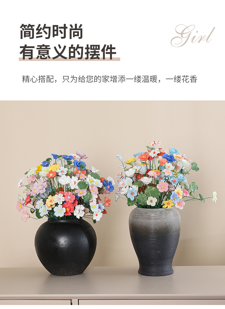 德化手工捏瓷花仿真玫瑰小花朵花束景德镇陶瓷永生花工艺摆件批发详情6