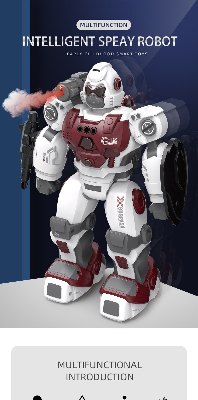 Remote-controlled programmed robot, missile shooting, spray sensing, gesture singing, dancing, storytelling, smart early education toy pic 1