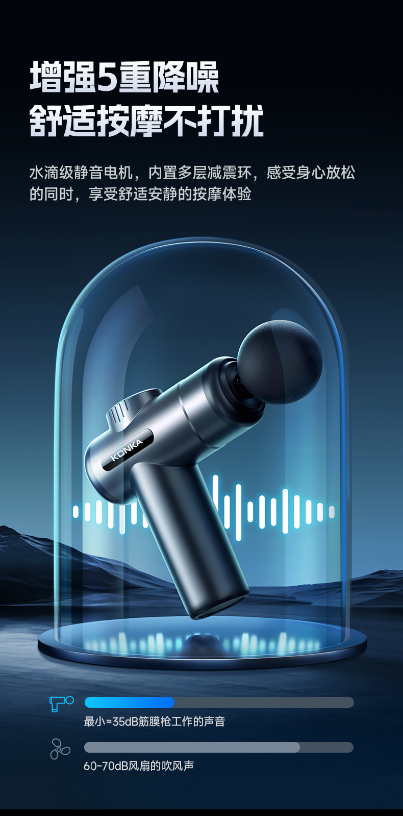 Konka mini Massage Gun, fascia gun, professional fitness muscle relaxation massage gun for women, silent pic 16