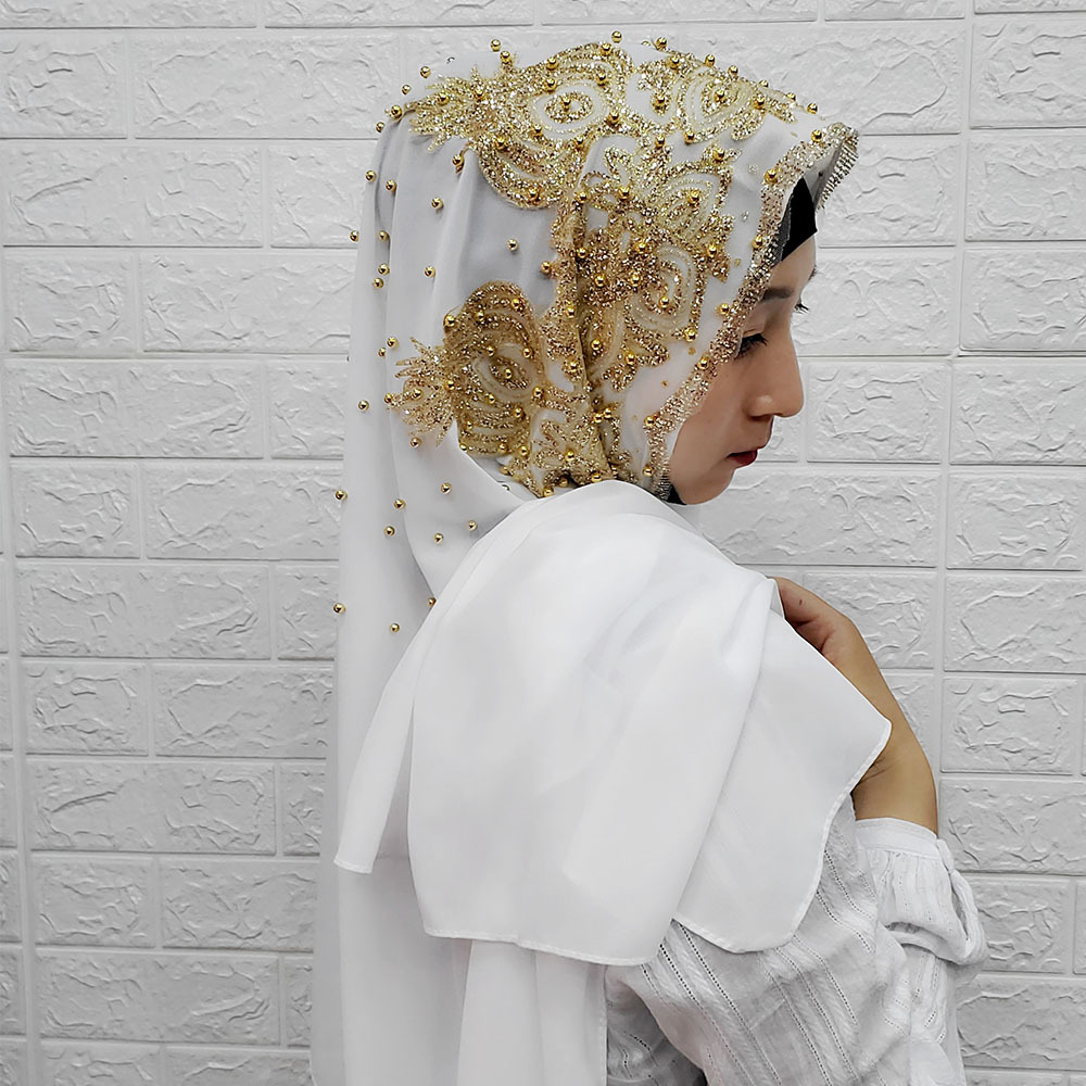 烫钻钉珠雪纺头巾女防晒透气民族风饰品穆斯林头饰包头阿拉伯围巾详情14