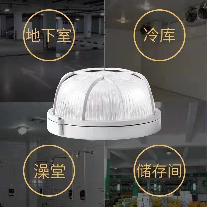 led防潮灯游泳馆浴室仓库冷库灯压铸外壳E27螺口吸顶椭圆三防灯详情4