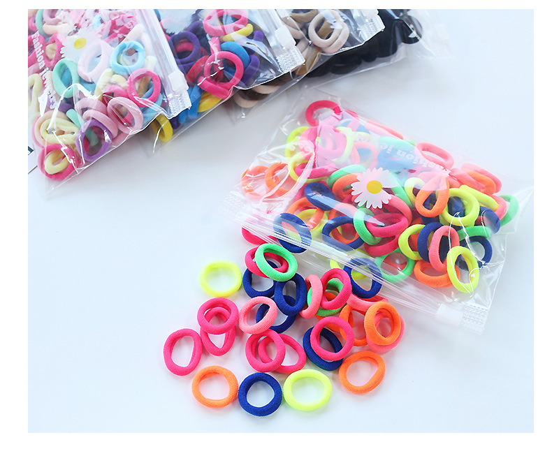 新款小号儿童彩色发圈宝宝不伤发头绳无接缝毛巾圈100根详情5