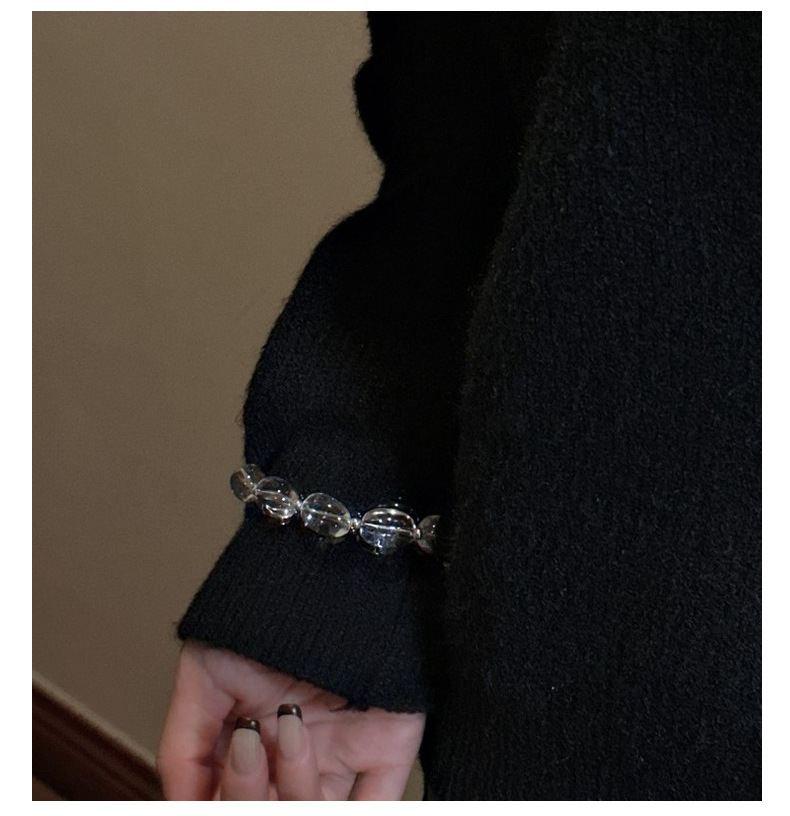 S925 sterling silver Korean version Spring/Summer fashionable white crystal bracelet Oval casual simple basic style jewelry wholesale pic 10