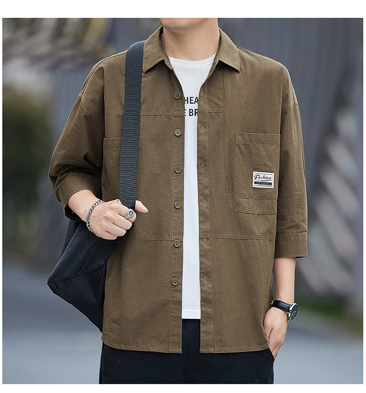 Casual short-sleeved shirt for men, Korean-style trendy 70% shirt, summer cool and stylish workwear top, Japanese-style coat pic 12