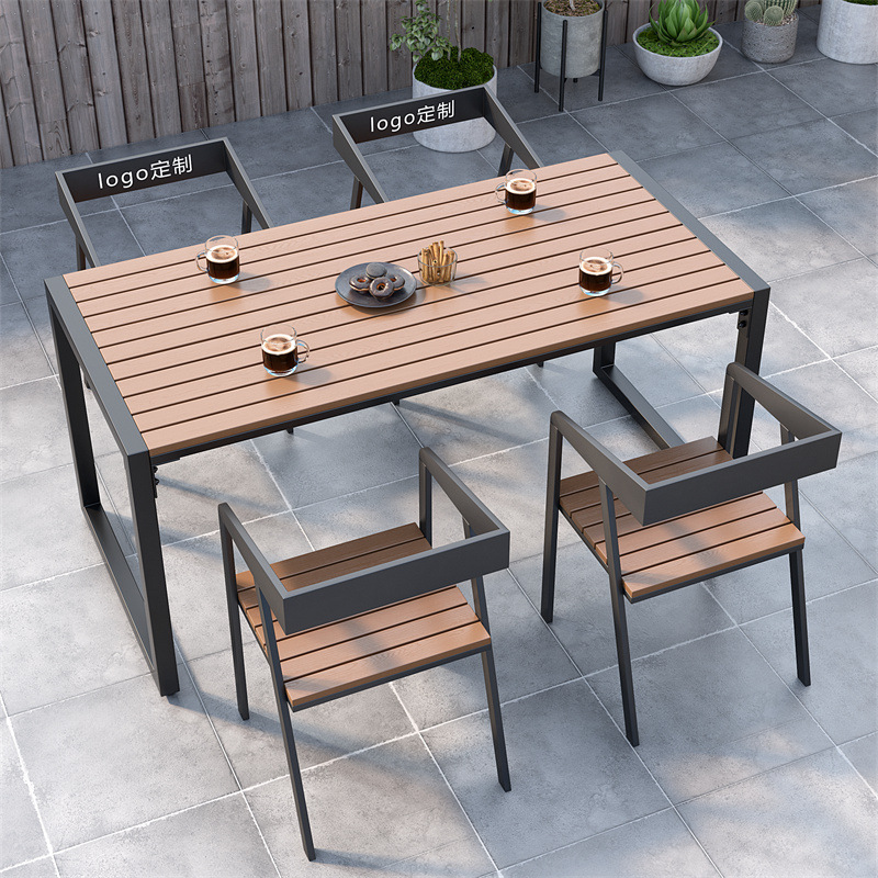 Star Anti-corrosion and sun protection outdoor table and chair, courtyard garden table and chair set, outdoor leisure park long table, open-air balcony table pic 4