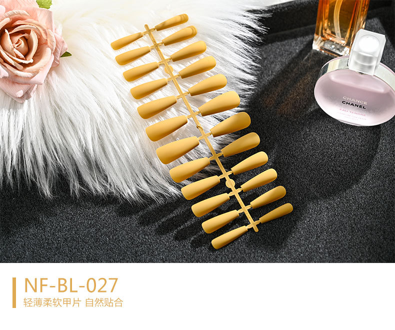 European and American mid-length solid color matte extra-long ballet nail trapezoidal matte wearable nail sheet false nails pic 27