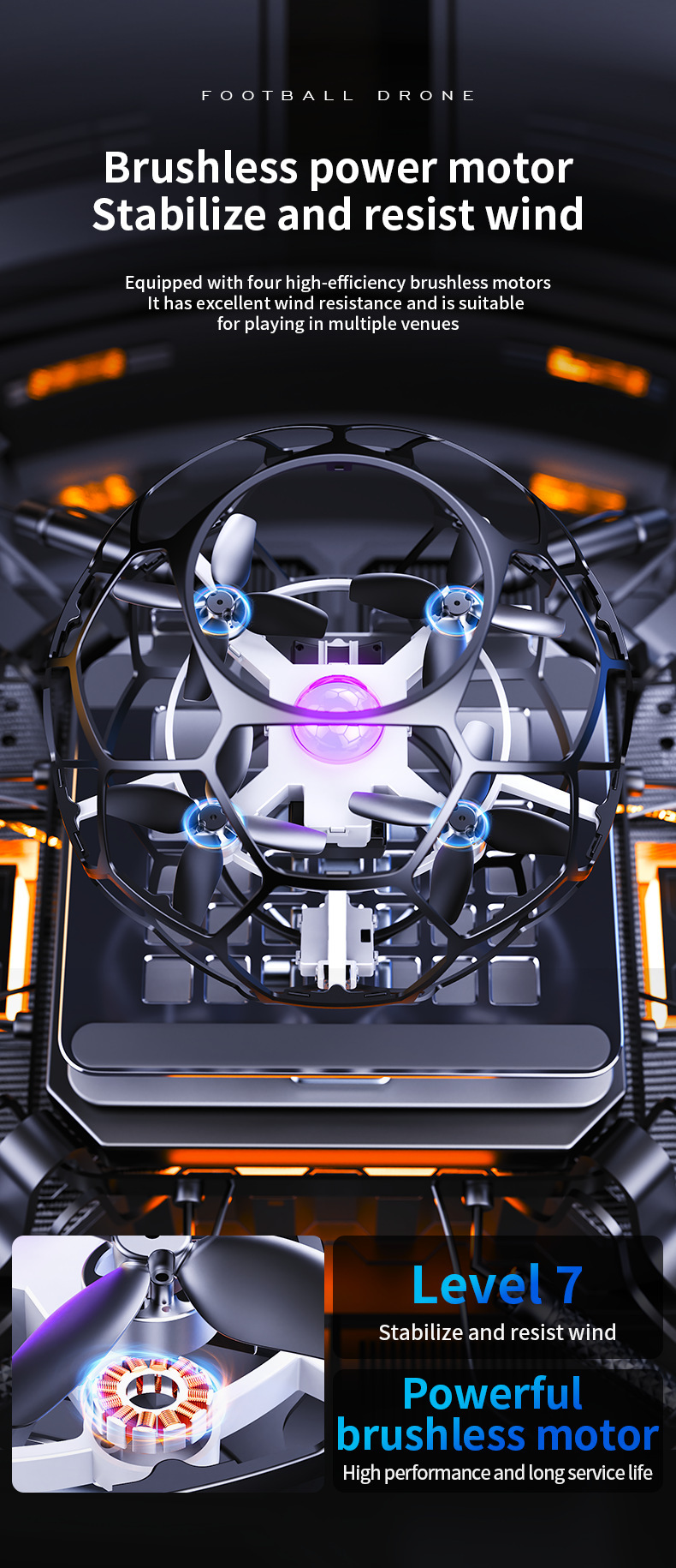 H5 Brushless football drone competition Training 7.4V-axis drone football ball-shaped remote control aircraft pic 12