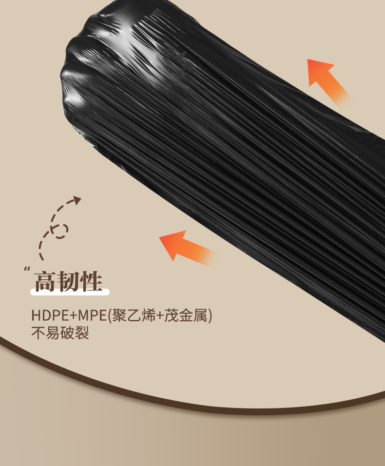 Oukais tear-free drawstring garbage bag, thickened portable kitchen and bathroom black large cleaning bag for household use pic 12