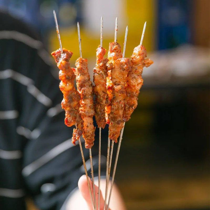 烧烤签子羊肉串烤串钎子打包外卖签烧烤店烤针一次性细铁签圆扁签详情5