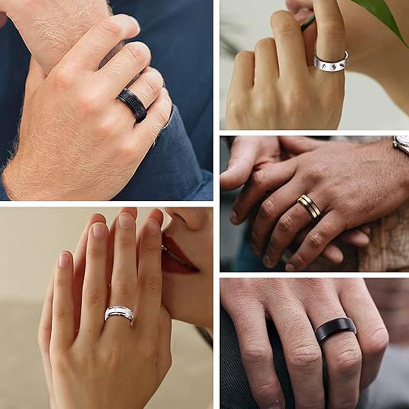 亚马逊钛钢男女时尚16件套装戒指解压缓解焦虑不锈钢套装饰品详情5
