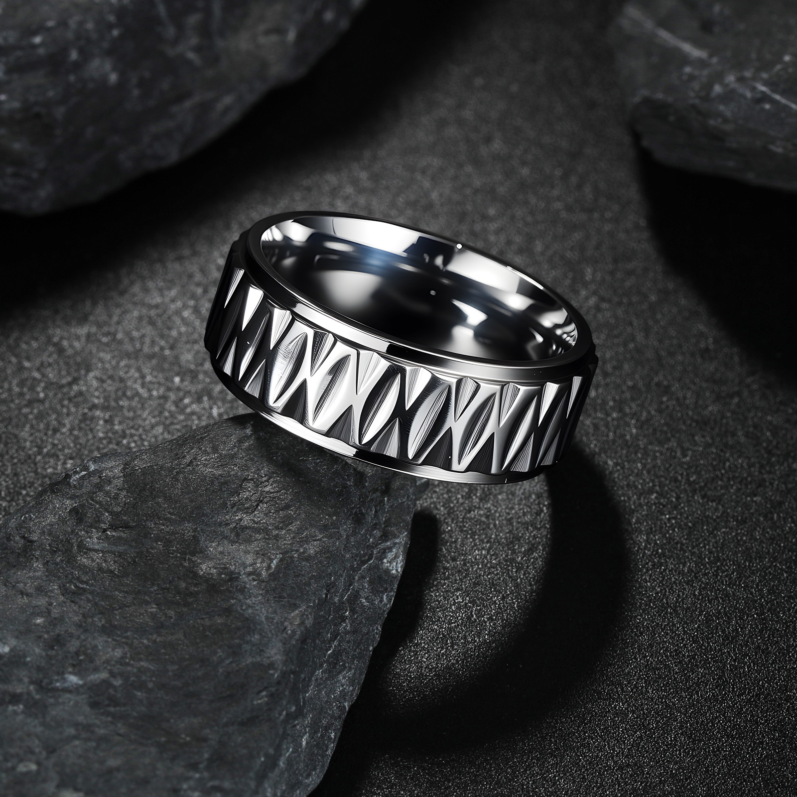 TEMU, a new cross-border Amazon product from Europe and America, offers stainless steel geometric patterned rings and jewelry that do not fade pic 5