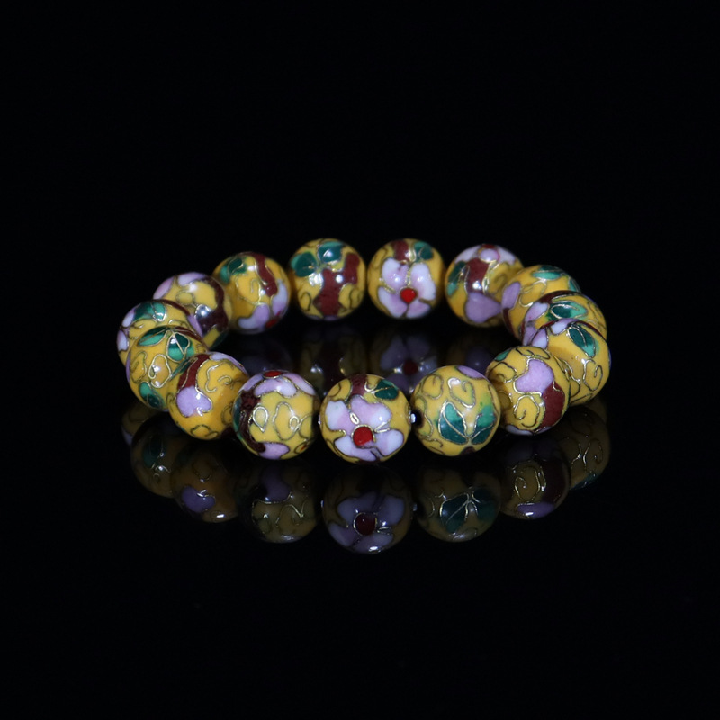 Beijing Cloisonne classical ethnic style jewelry, traditional copper base cloisonne enamel polished round bead bracelet pic 20