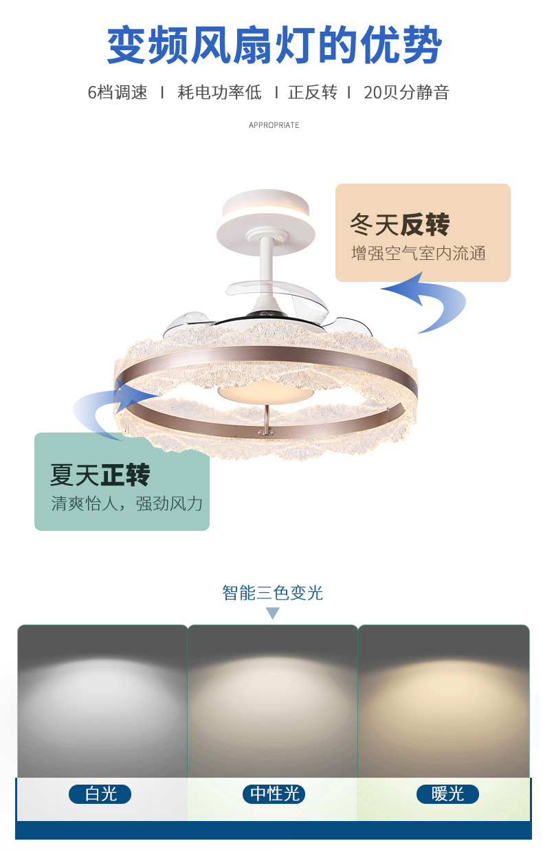 现代北欧隐形风扇灯客厅餐厅吊扇灯卧室风扇灯高级感静音大风力详情3