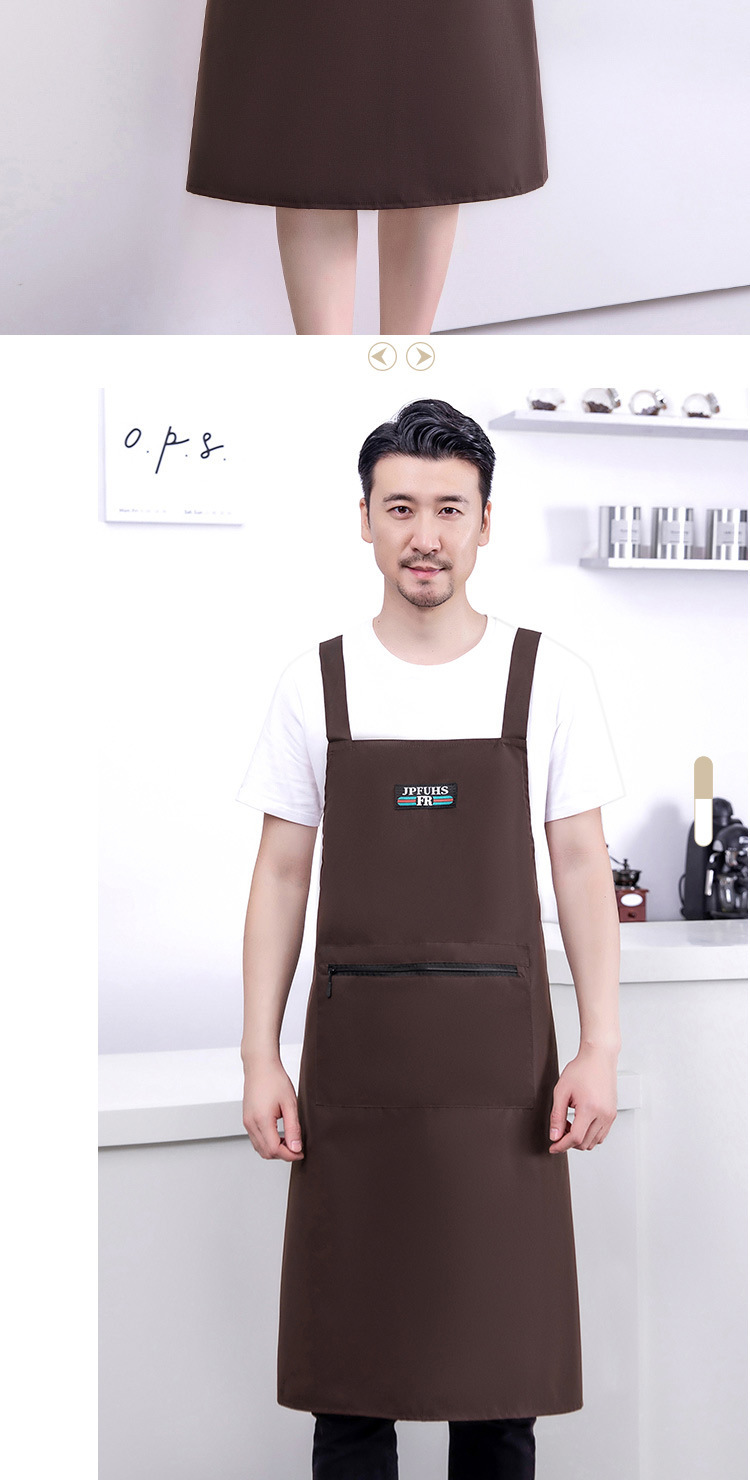 【 Chi Jia 】 Extended waterproof apron solid color simple kitchen home Zipper pocket dirt-resistant work clothes pic 19