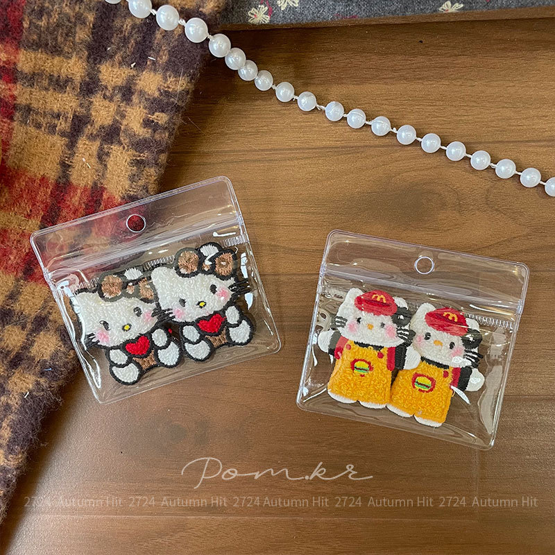 新款韩版甜美kt秋冬手工发饰儿童布艺侧边碎发刘海夹对装掰掰夹女Pom.kr 麦当劳装扮kt发夹可爱儿童发饰百搭布艺手工款详情4