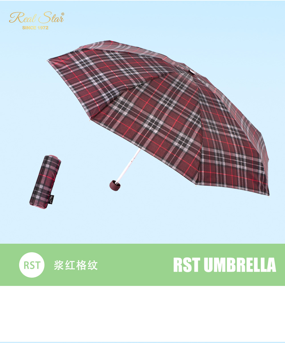 手开铝合金架五折8骨超小迷你伞经典格纹外贸现货详情17