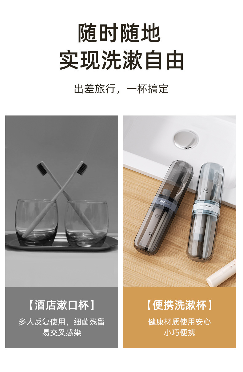 旅行漱口杯便携牙刷牙具收纳盒透明洗漱套装外出洗漱杯牙刷架牙具座详情3
