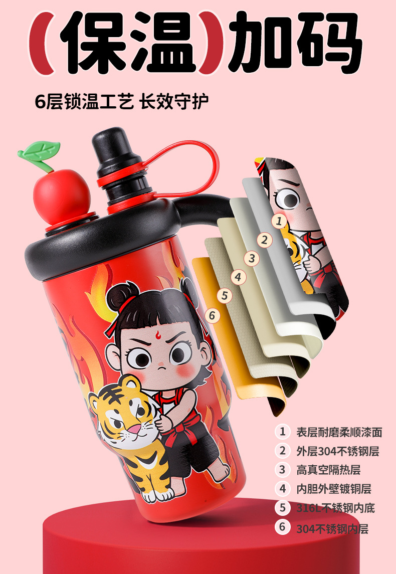 New patterned giant ice cup, 316 stainless steel insulated cup, large-capacity portable water cup with high appearance level pic 8