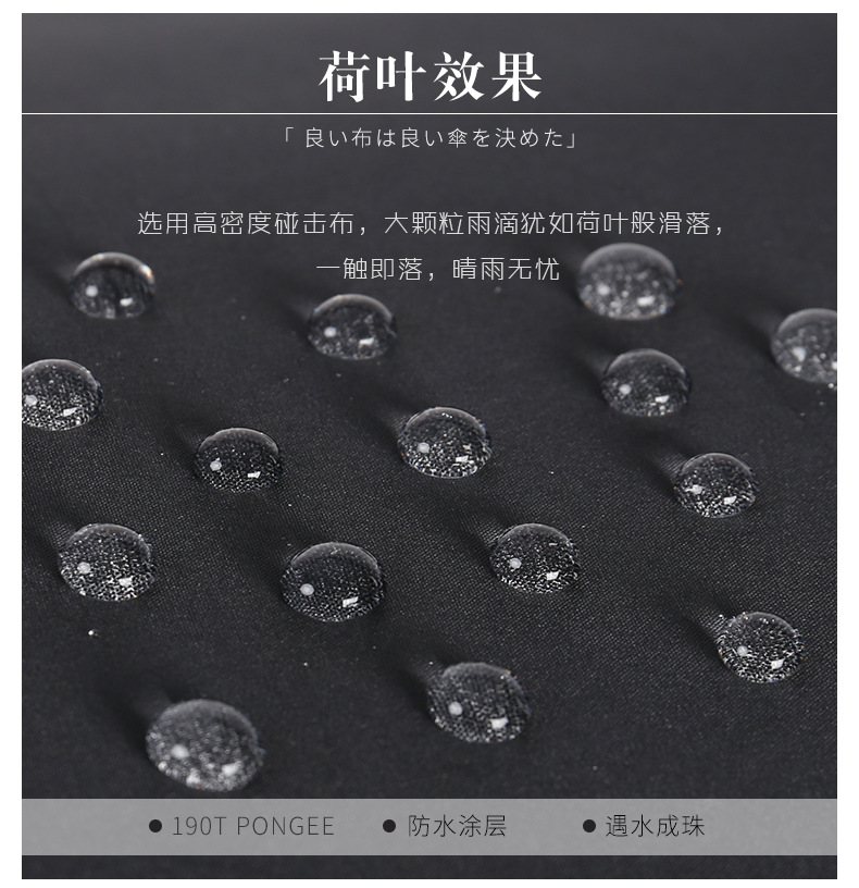 新款10k黑胶全自动折叠商务雨伞金属木柄三折遮阳伞 黑胶遮阳防晒详情17