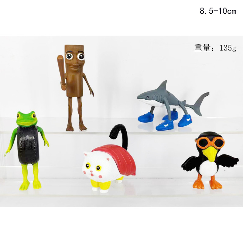 跨境新品穿鞋的鲨鱼公仔山海经系列手办通通通木棍人玩偶模型摆件手办模型详情5