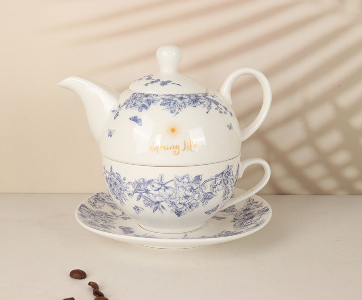 Foreign trade ceramic tea sets, high-temperature resistant flower and plant teapots, mother and child teapot sets, can be equipped with logos pic 17