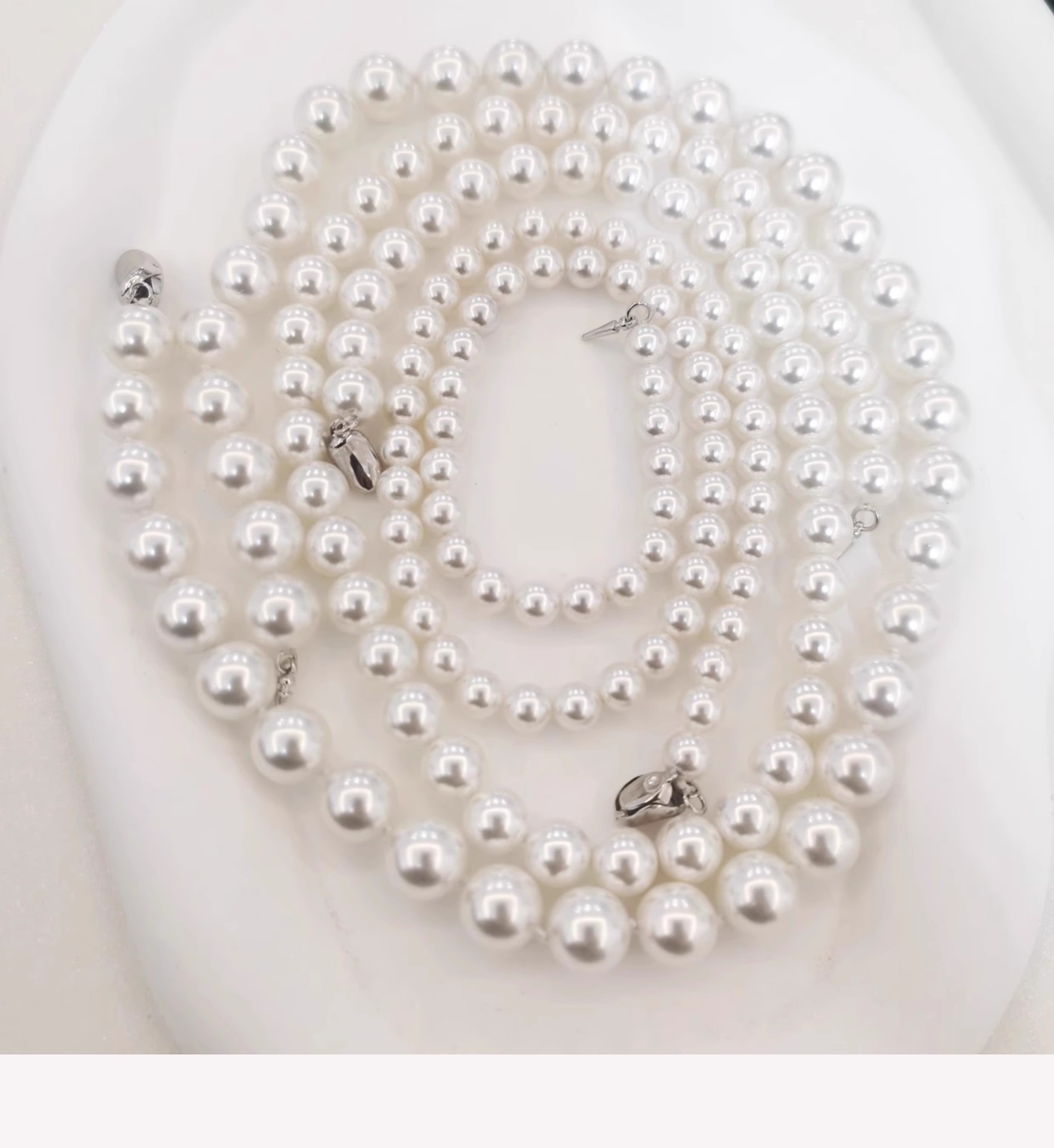 天然澳母贝珍珠项链925银元宝扣强光高品质贝珠澳白项链工厂批发详情8