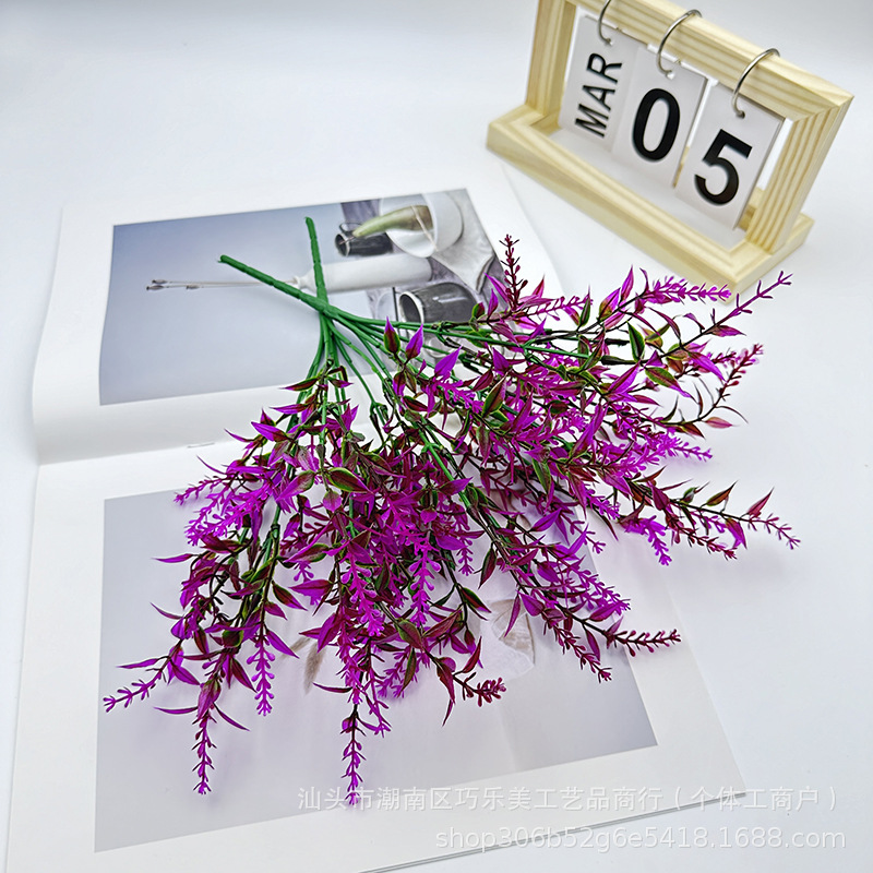 亚马逊仿真绿植7叉尖叶穗薰衣草盆栽花卉田园风植物花墙麦穗批发详情5