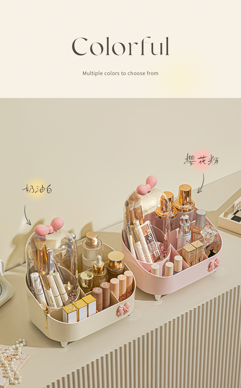 Cosmetic storage box, home dressing table, modern light luxury style, large-capacity skin care product storage, multi-functional compartments pic 9