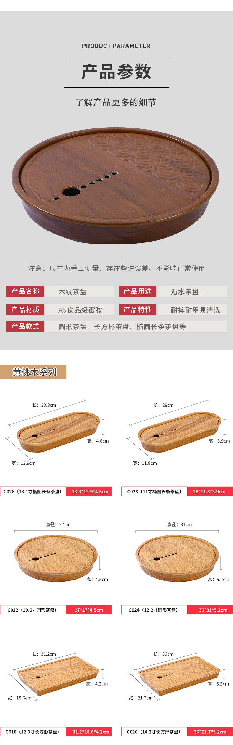 密胺茶盘商用小茶台沥水盘茶托盘茶具茶托2025新款套装功夫茶托盘详情6
