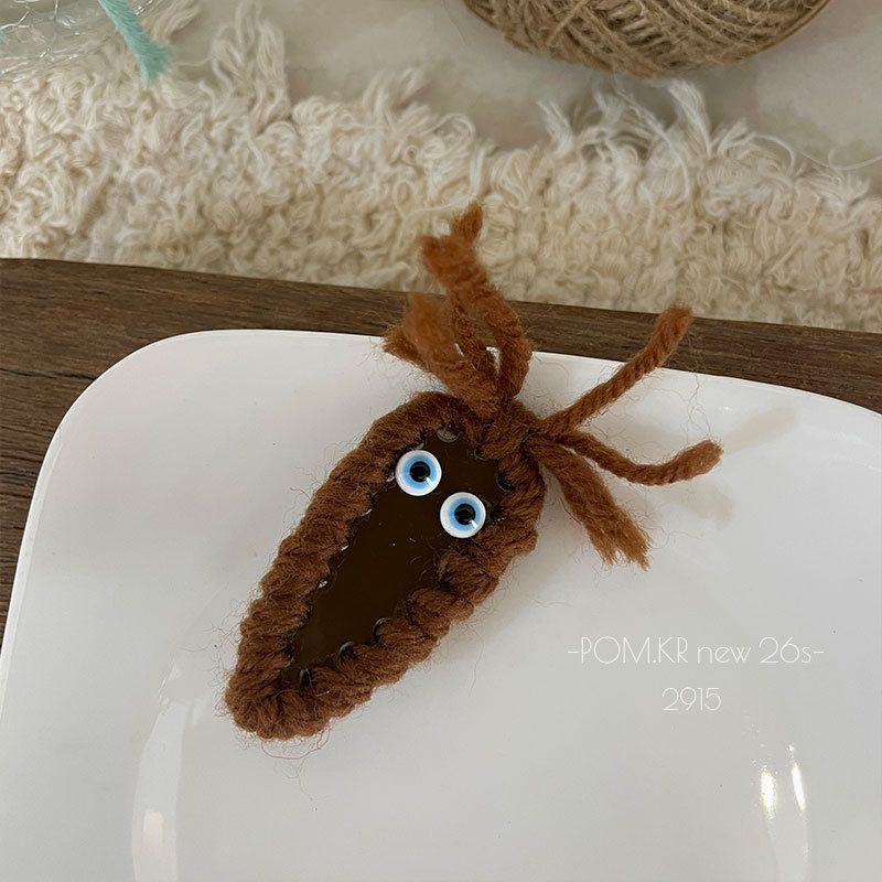 pom.kr新款秋冬创意复古毛绒绒几何边夹可爱碎发刘海夹百搭鸭嘴夹详情4