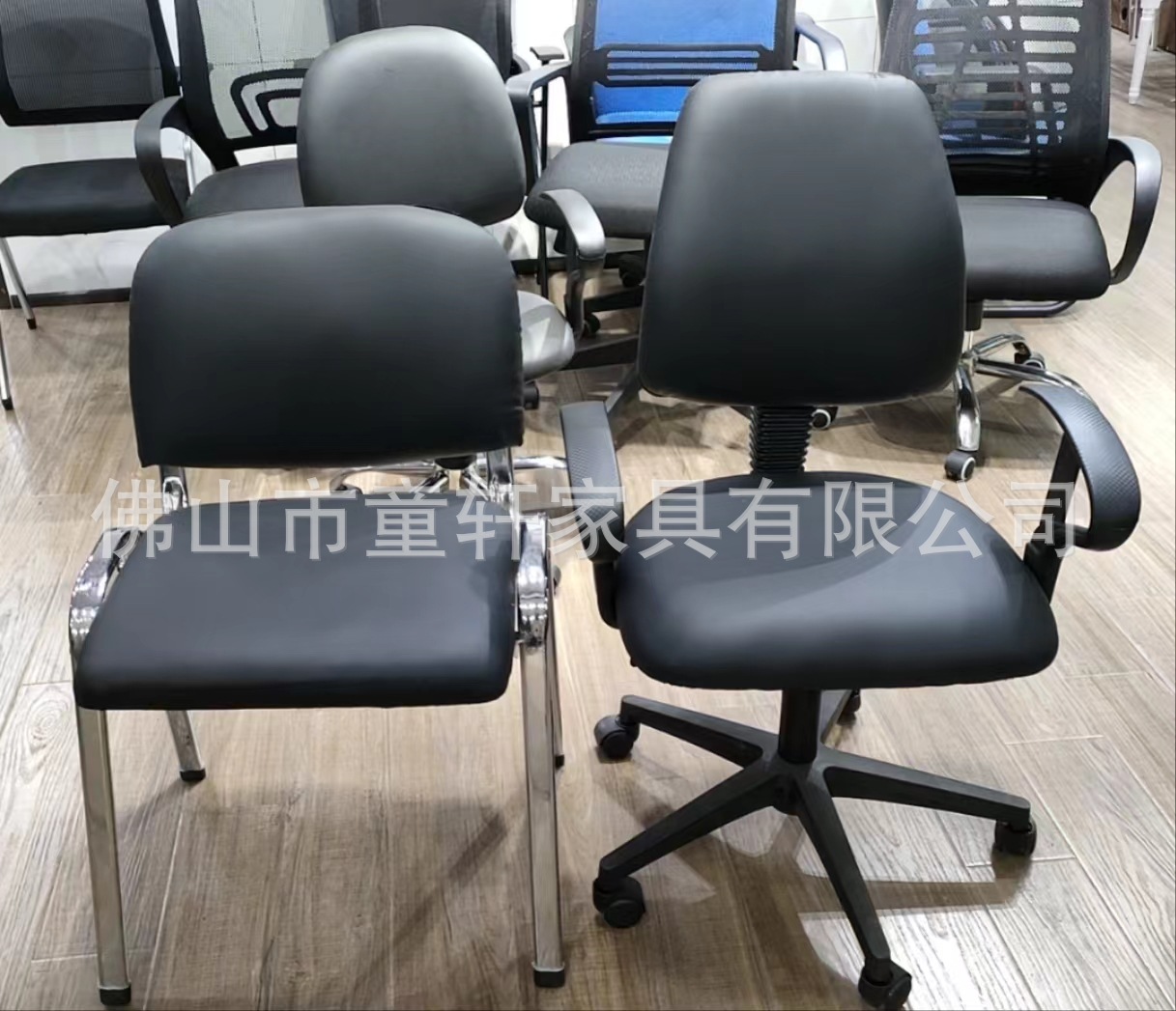 Foshan manufacturer wholesals foreign trade office chairs, fabric four-legged training chairs with writing boards and armless conference seats pic 7