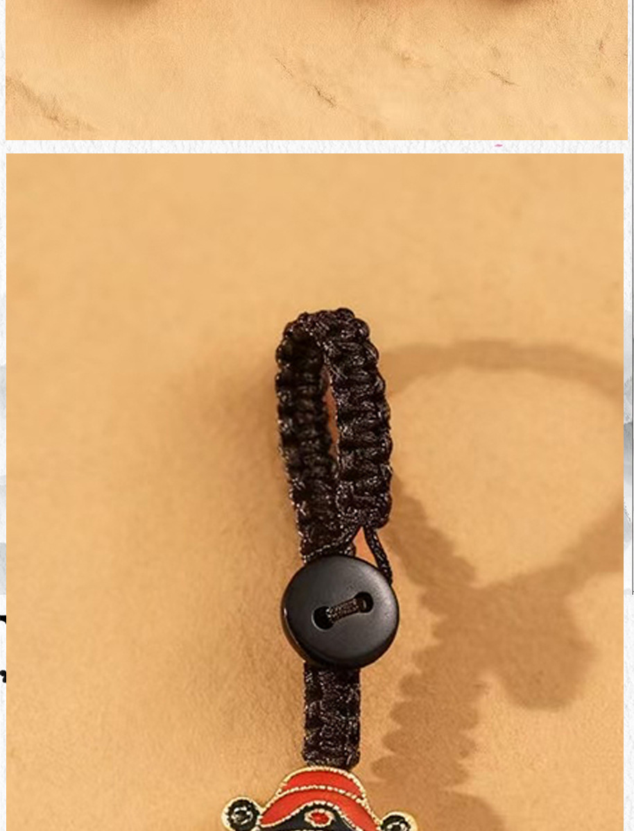 New keychain, sand gold God of Wealth mobile phone chain, family of three to bring good fortune and devour gold beast car key chain pendant pic 7