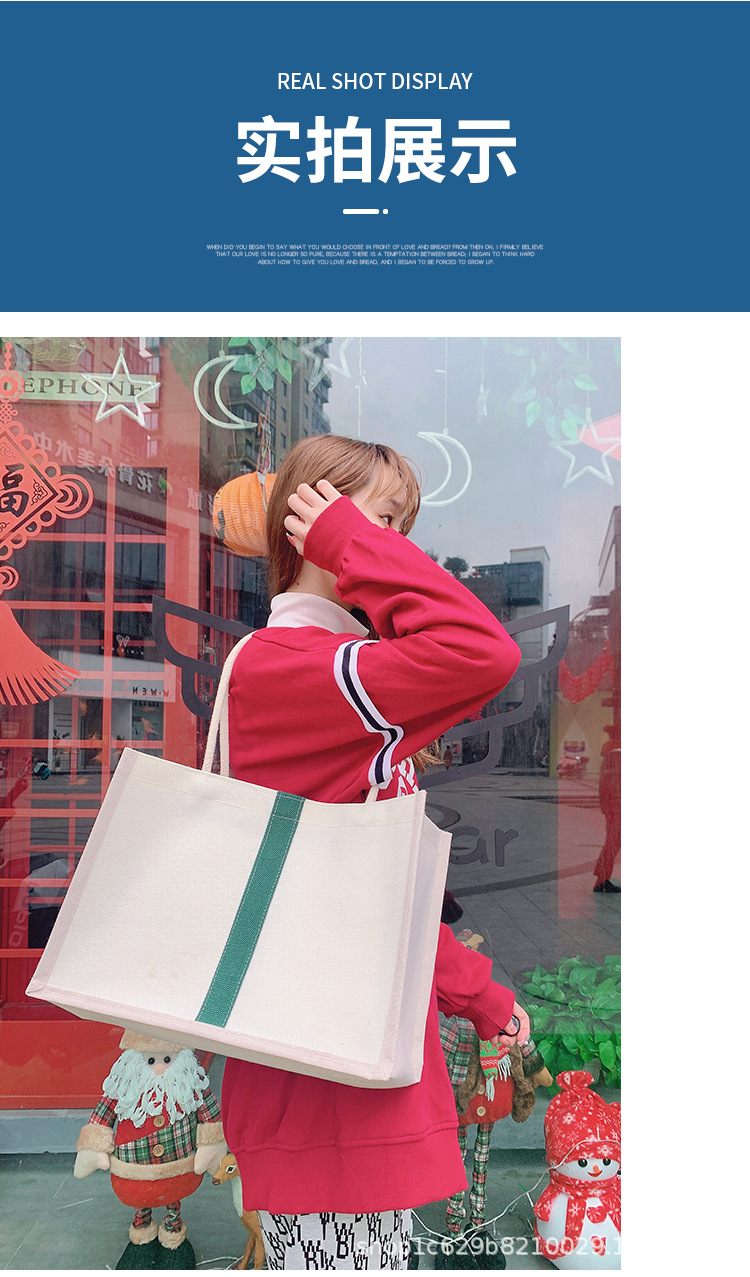 Wholesale of laminated canvas bags in stock, eco-friendly hand-held canvas bags, single-shoulder hand-painted canvas bags with logo printing, cotton and linen bags pic 17