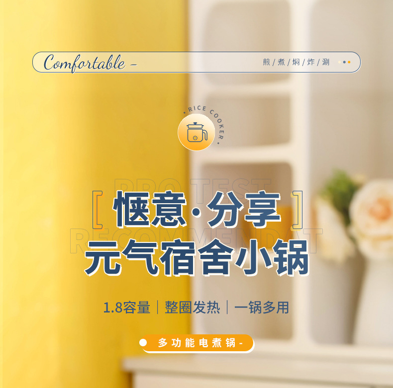 工厂直销电煮锅学生宿舍小电锅多功能家用小型一人泡面迷你煮面锅详情2