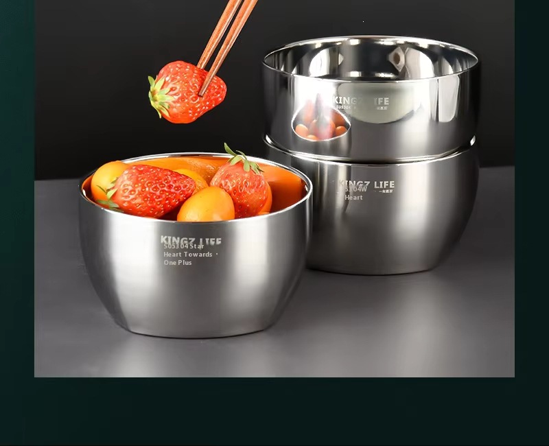 304 thickened stainless steel double-layer soup bowl, heat-resistant, dishwasher washable, environmentally friendly household kitchenware pic 17