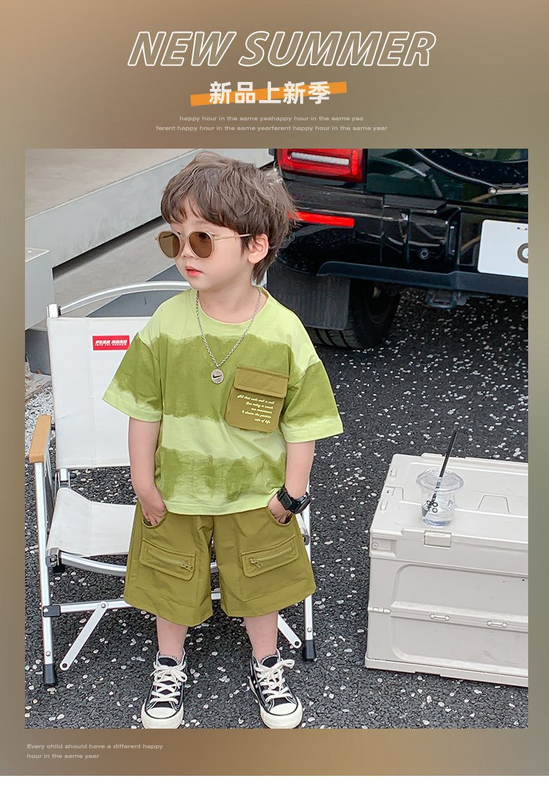男童夏季短袖套装2024新款潮流韩版中小童薄款秋装潮酷男宝两件套详情2