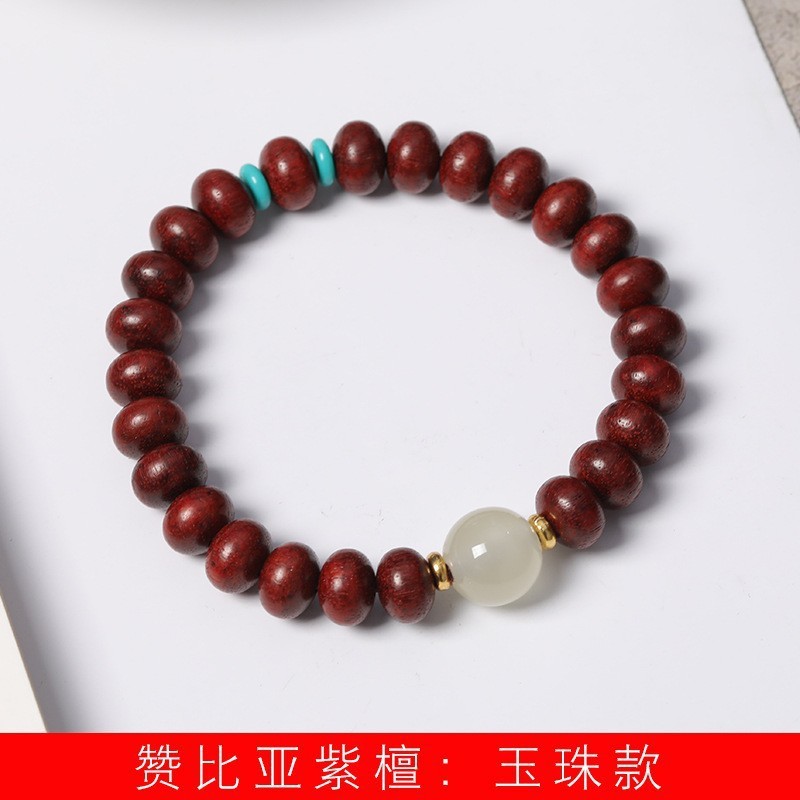 Green sandalwood bamboo Joint Rising Moonstone bracelet Running Ring style for men and women Sandalwood bracelet DIY pic 16