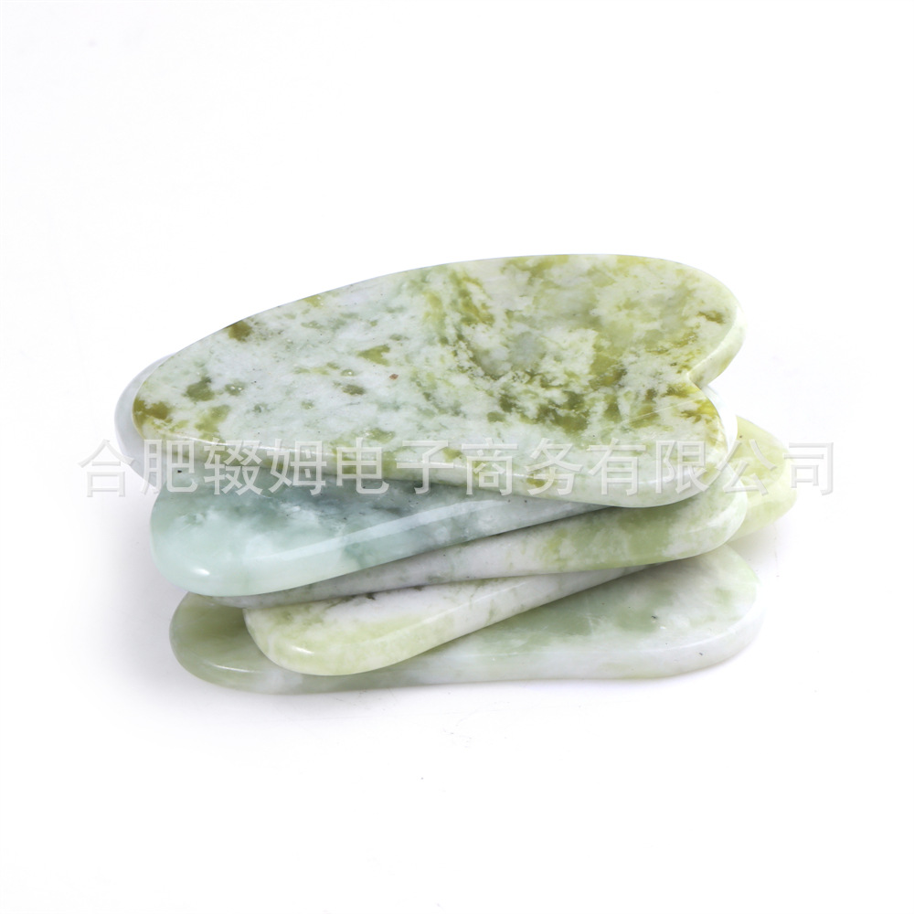 玉石刮痧板拨筋点穴脸部头疗牛角刮痧板刮痧片甲翠绿刮痧板跨境详情2