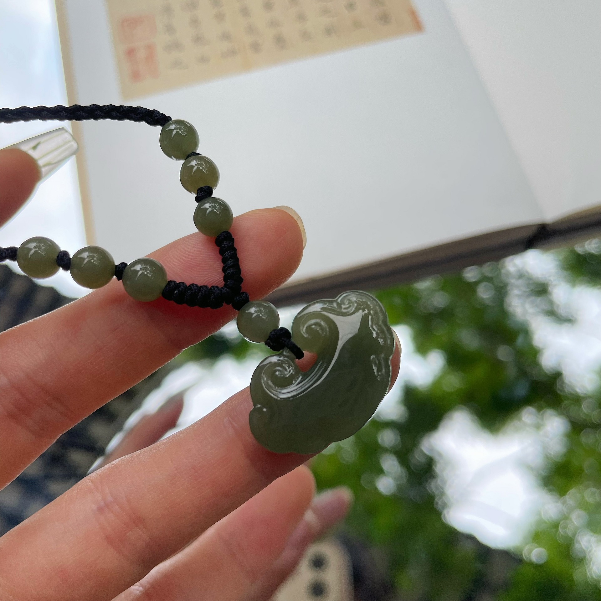 Natural and Tian Jade peace Lock necklace, New Chinese-style traditional Chinese culture Ruyi pendant, collarbone chain, and popular national trend accessories wholesale pic 3