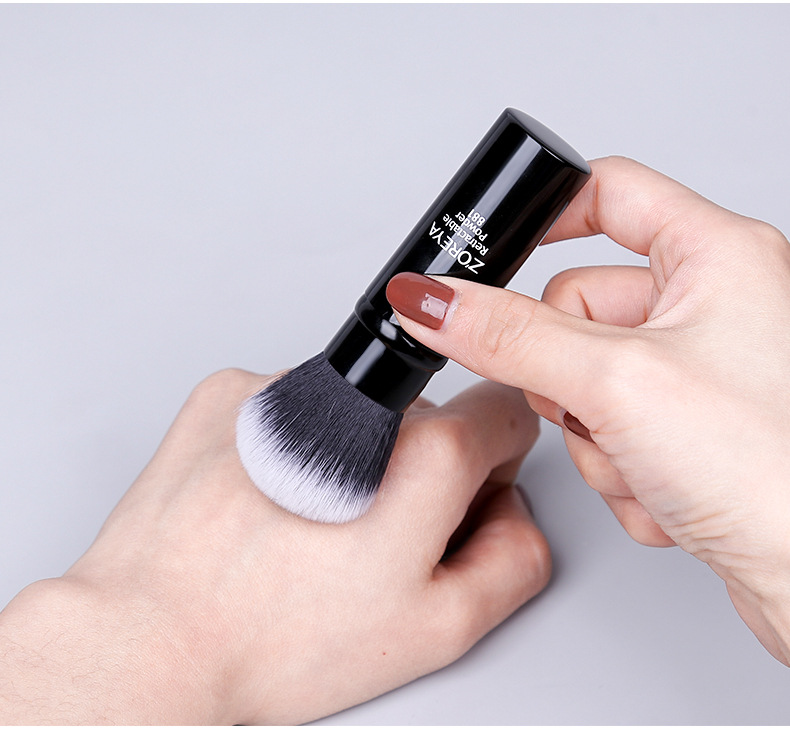卓尔雅多功能迷你伸缩化妆刷便携黑色腮红散粉刷美容护肤彩妆工具刷包详情13