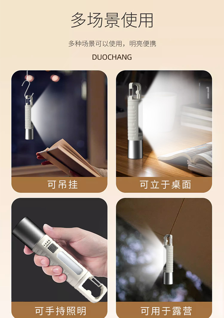 新款led手电多功能cob带侧灯电量显示手电户外伸缩变焦远射手电筒详情4