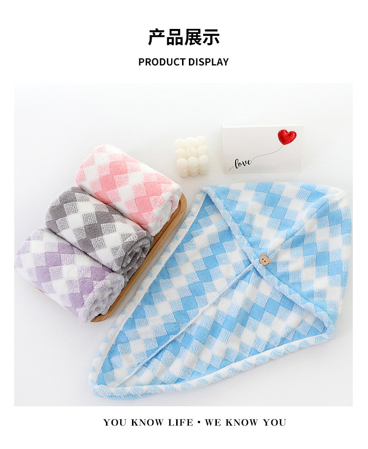 【 Chi Jia 】 Coral Fleece dry hair cap, Absorbent shampoo towel, Hair drying headscarf, cute shower cap, dry hair towel pic 9