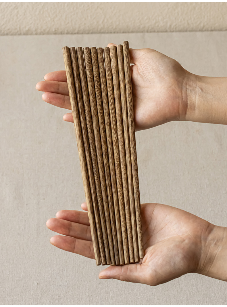 Chicken wing wooden chopsticks, household unpainted and waxed chopsticks, anti-slip and heat-resistant wooden chopsticks, single-person tableware pic 5