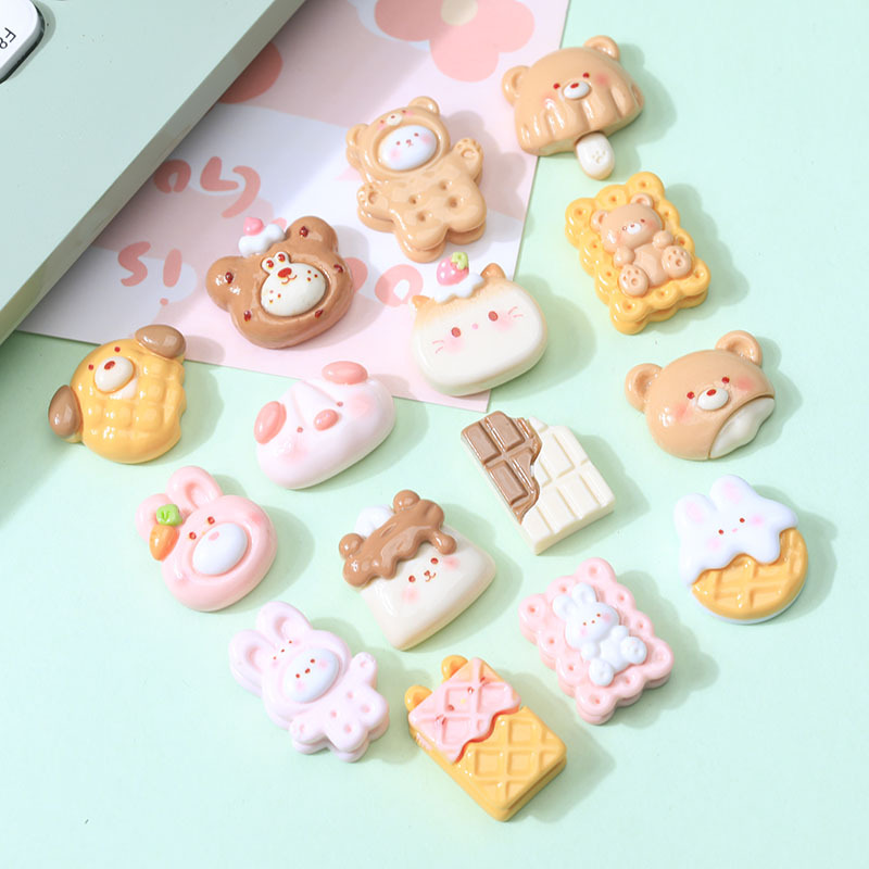 Simulated food toys: bread slices, waffles, cream glue, DIY stationery boxes, hair clips, hair ties, fridge magnets, decorations pic 1