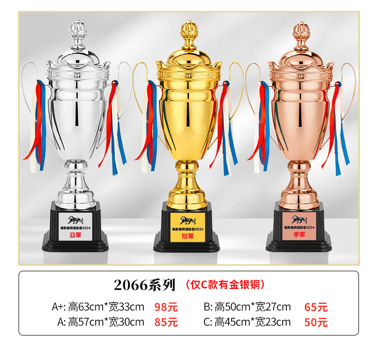 金属奖杯金银铜大奖杯定制足球篮球跆拳道羽毛球小学生运动会详情8