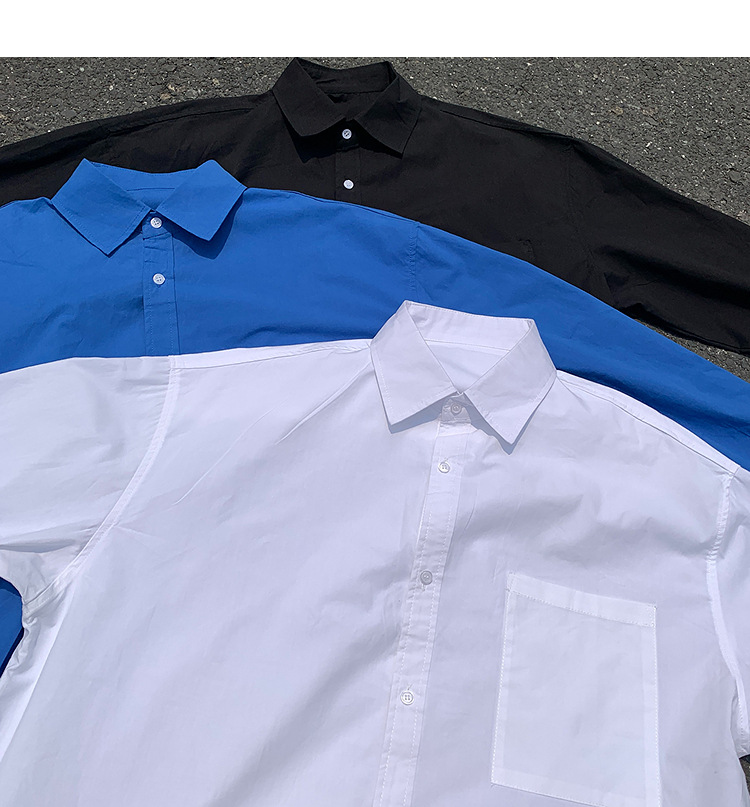 简恒薄款纯棉纯色衬衫男士长袖宽松防晒外套秋季痞帅日系休闲衬衣 pic 40