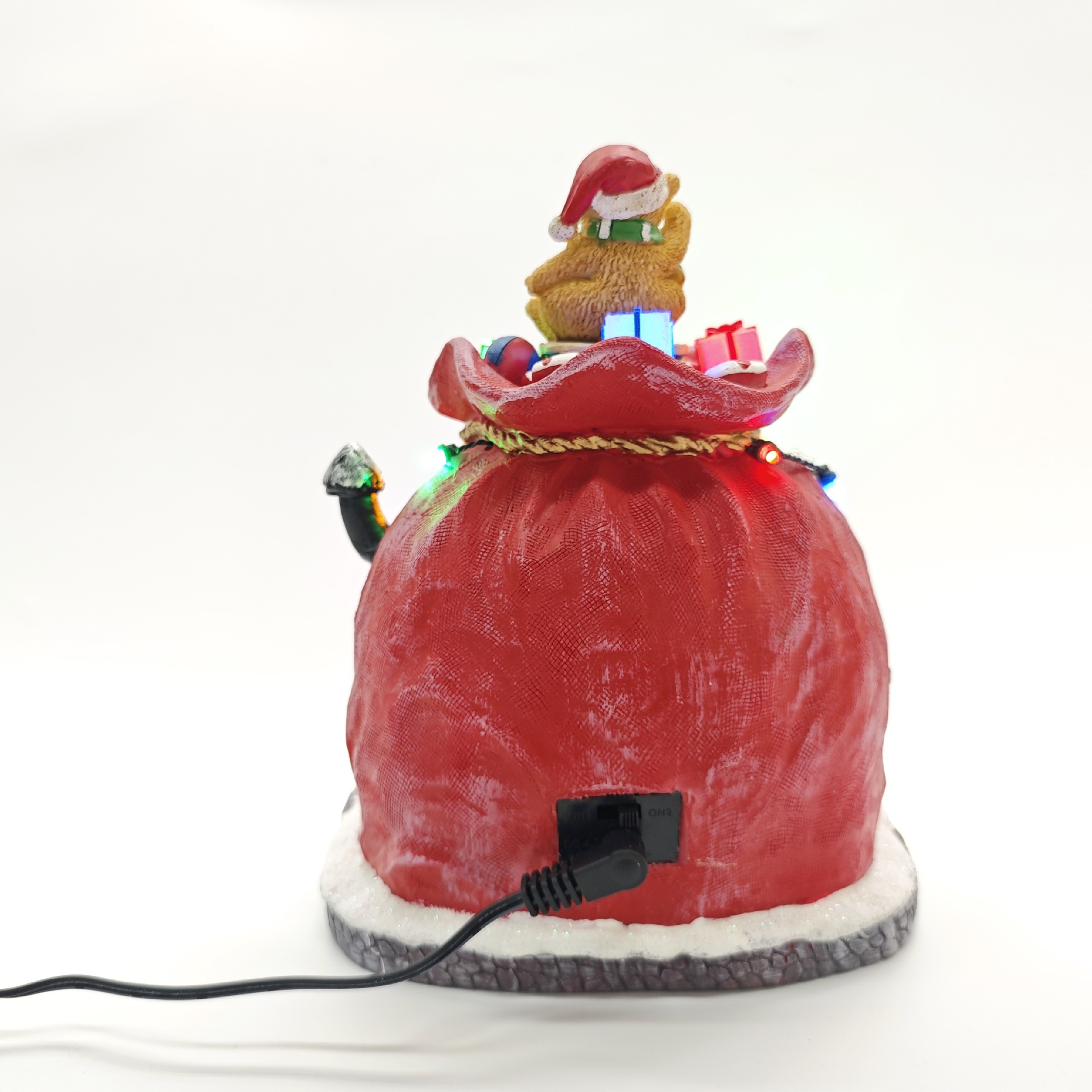 Cross-border Christmas gifts, illuminated ornaments, music boxes, Santa Claus, bear house scenes, opening and closing doors, resin colored lights pic 6